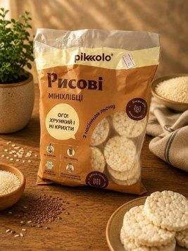 Рисові хлібці бренду Pikkolo, які є дієтичним продуктом без глютену 4820122283374 фото