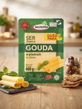 Сир нарізний Mlekpol Gouda (Велика пачка), 400 г 5900820020781 фото