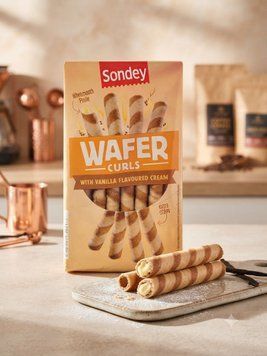 Вафельні трубочки "Sondey Wafer Curls" з ванільним кремом 4052917062172 фото