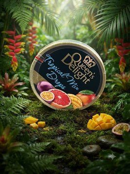 Карамельні цукерки- драже Queen's Delight Tropical Mix у жерстяній банці 4014600202593 фото