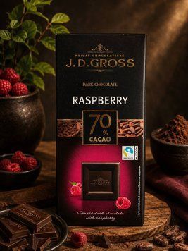 Чорний шоколад J.D. Gross із смаком малини та 70% вмістом какао 20177201 фото